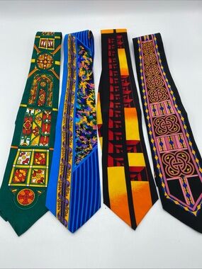 Rush Limbaugh 100% Silk Necktie No Boundaries Collection Gold Chain Multicolor 4